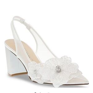 Betsey Johnson Petra White Floral Slingback Heels